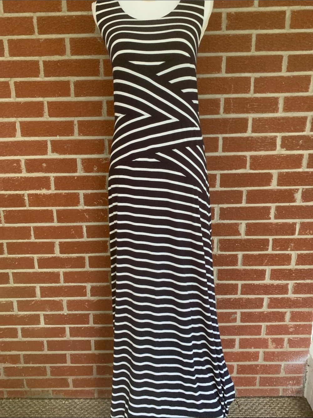 Calvin Klein Black and White Striped Maxi dress
